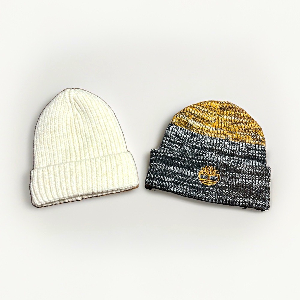 Timberland Beanie and Time and Tru Knit Beanie Hat Lot 2 Winter Hats Mens OS